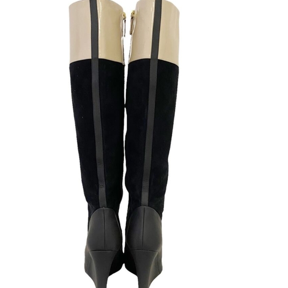 Derek Lam Black and Cream Over the Knee Boots